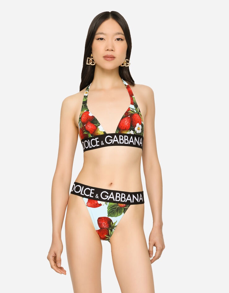 Strawberry-print triangle bikini - 4