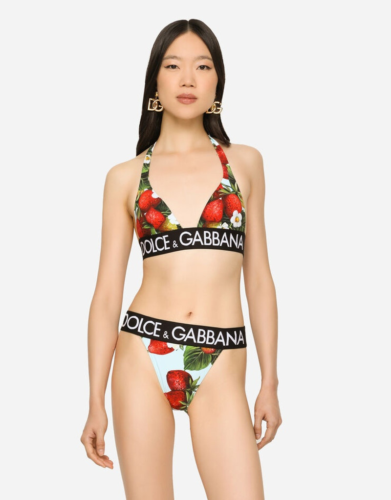 Strawberry-print triangle bikini 4