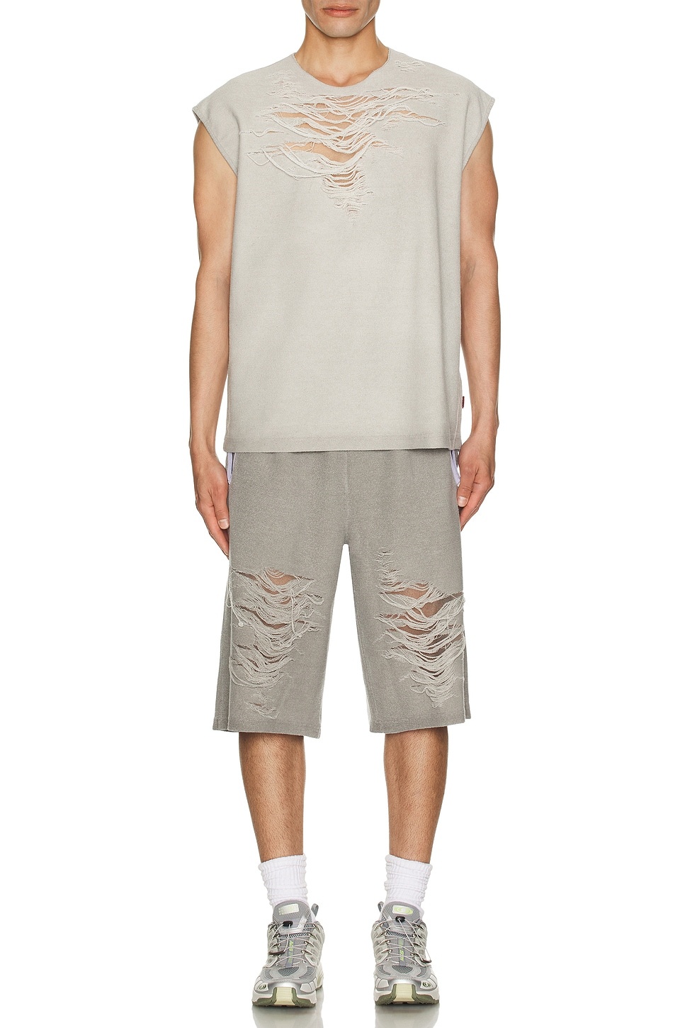 Sleeveless Distressed Sweater - 4
