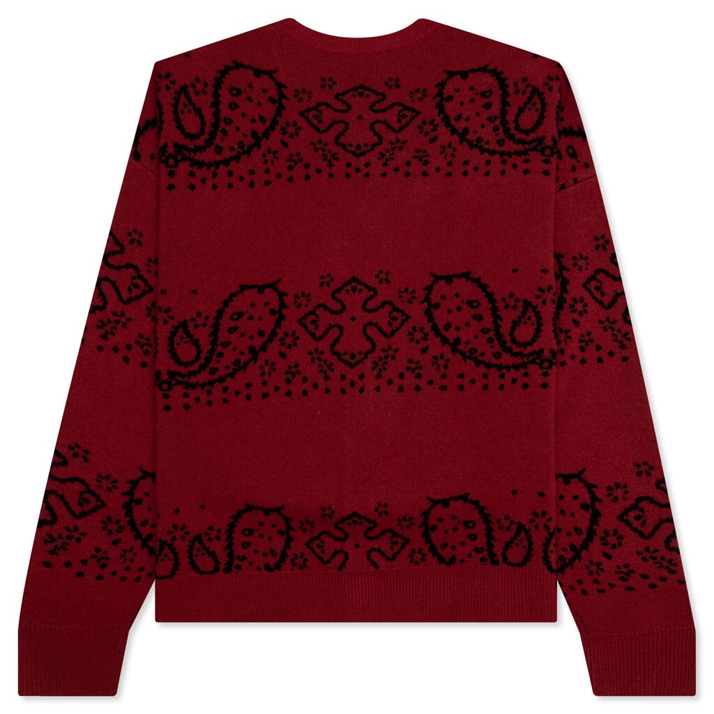 BANDANA KNIT CARDIGAN - RED/BLACK - 2