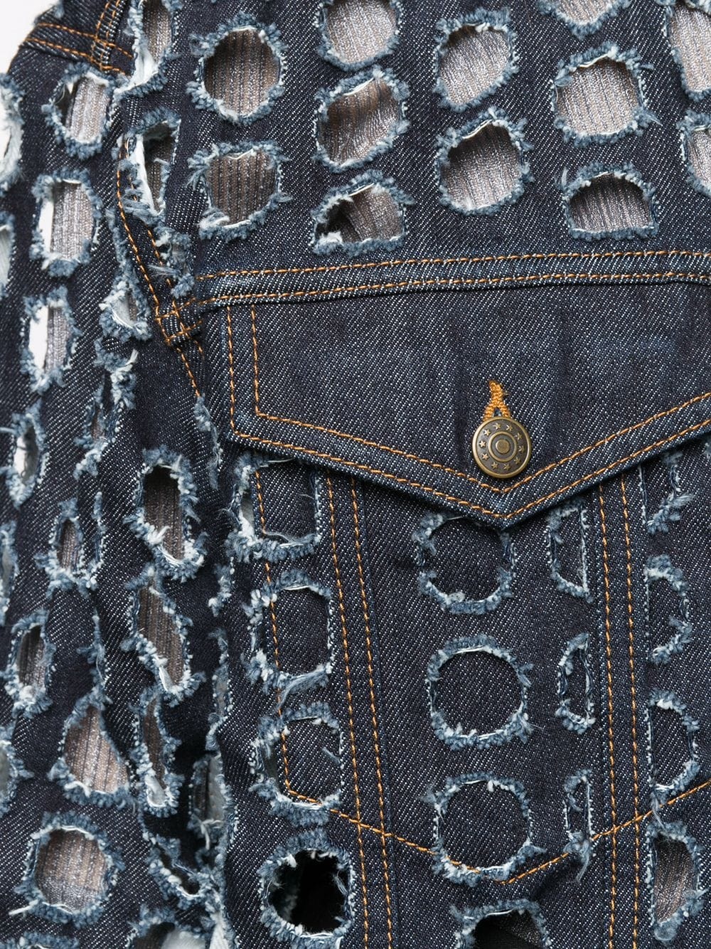 holey denim jacket - 5