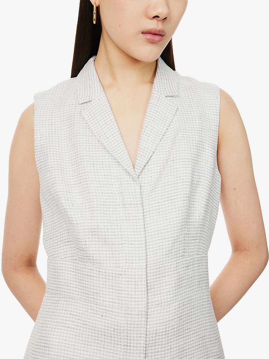 Notched-lapel sleeveless linen-blend mini dress - 5