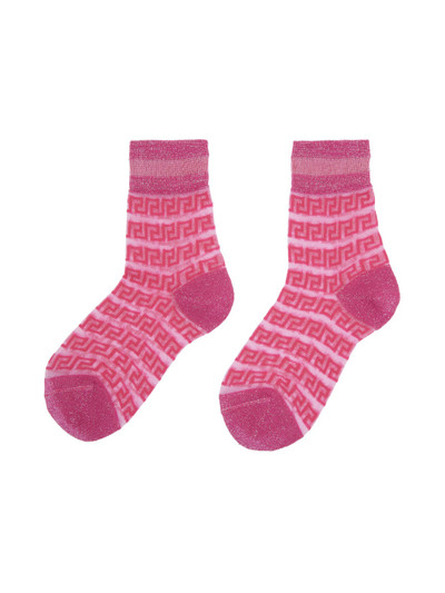 VERSACE Pink Greca Sheer Socks outlook