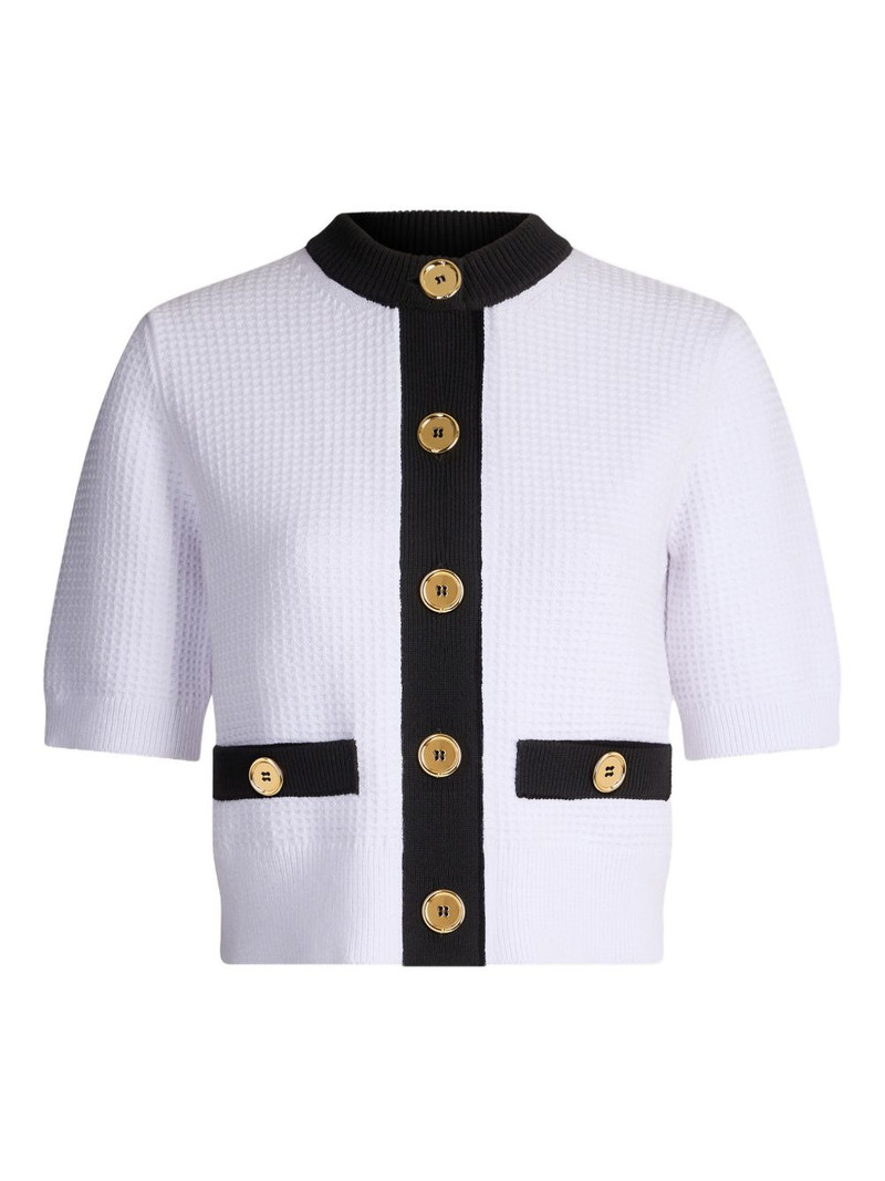 collarless textured top 1