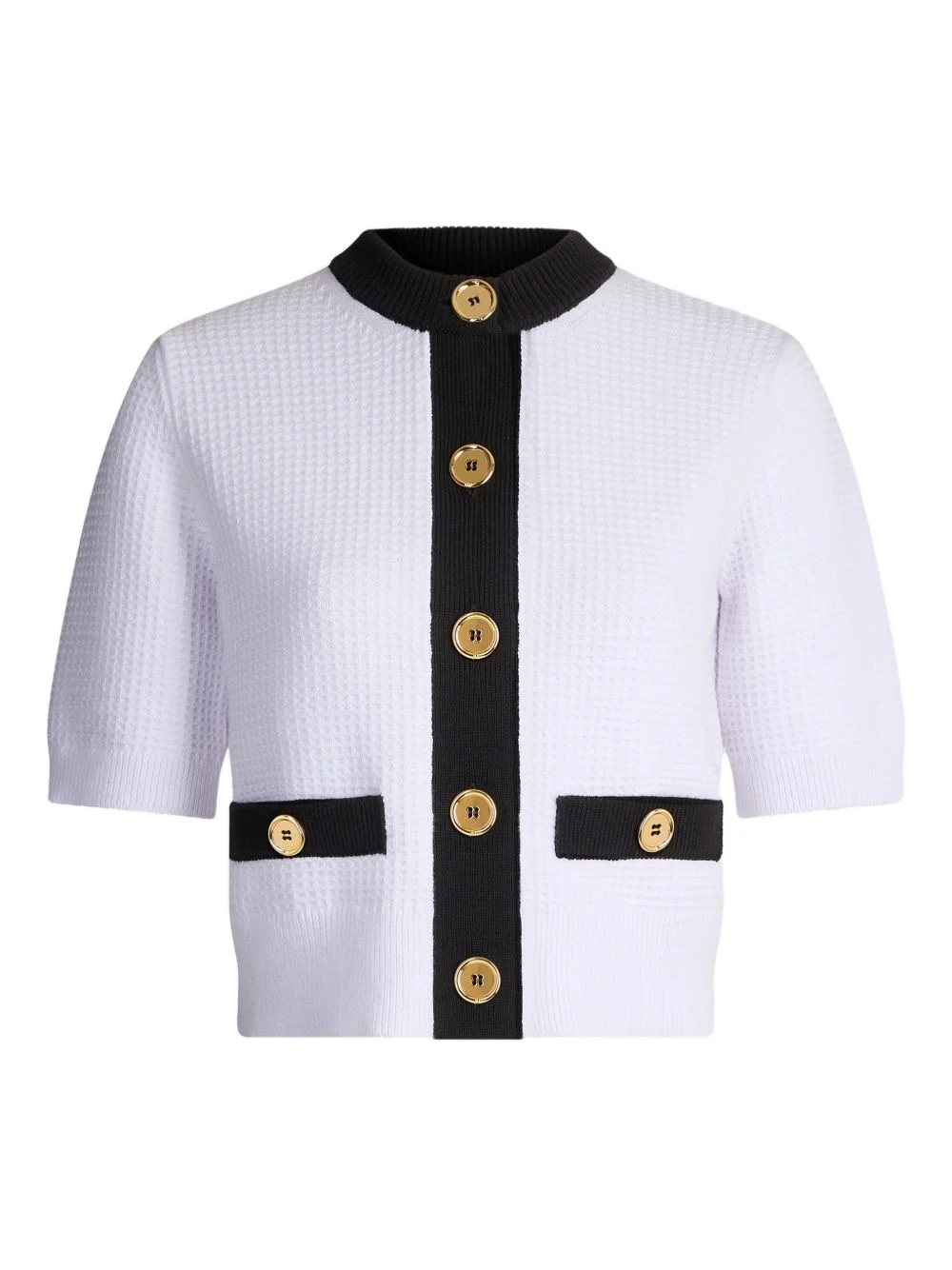 collarless textured top - 1