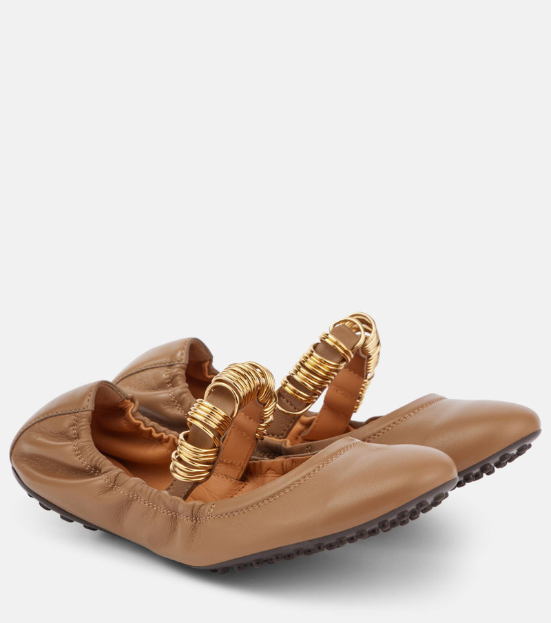Embellished leather Mary Jane flats - 1