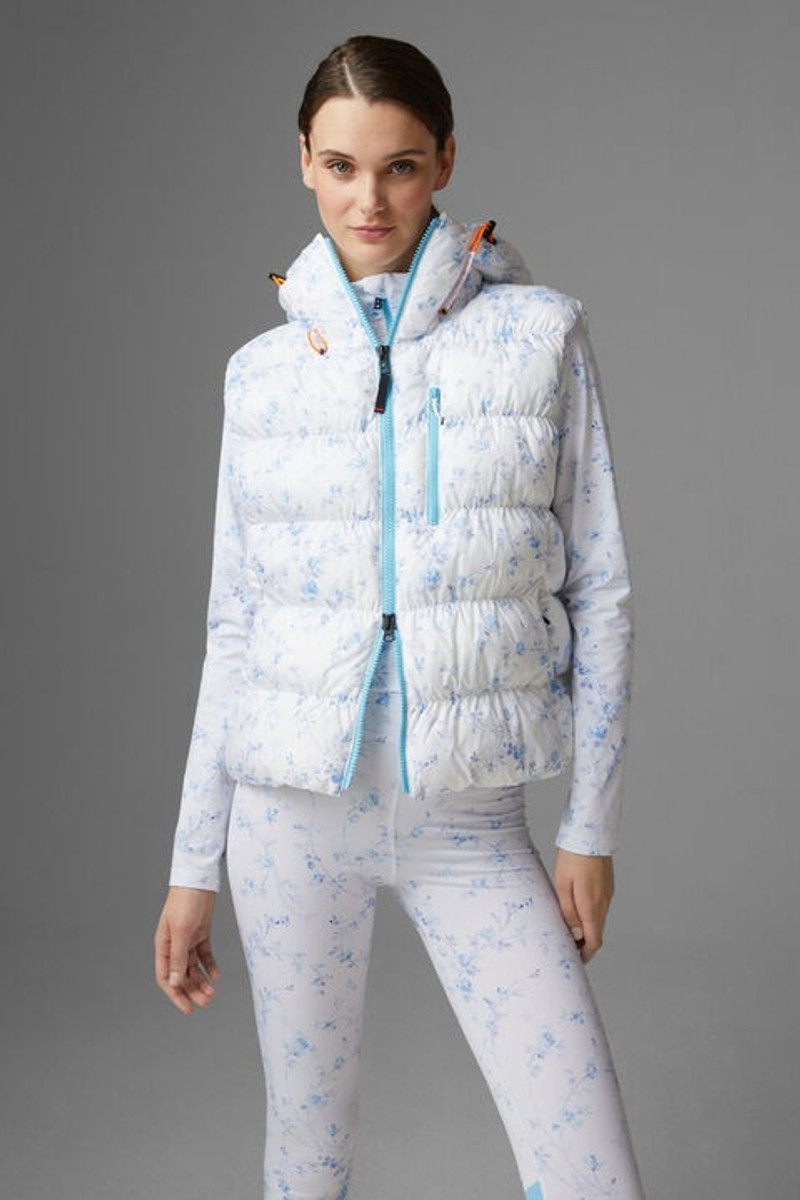 Naima Quilted waistcoat in White/Blue 2