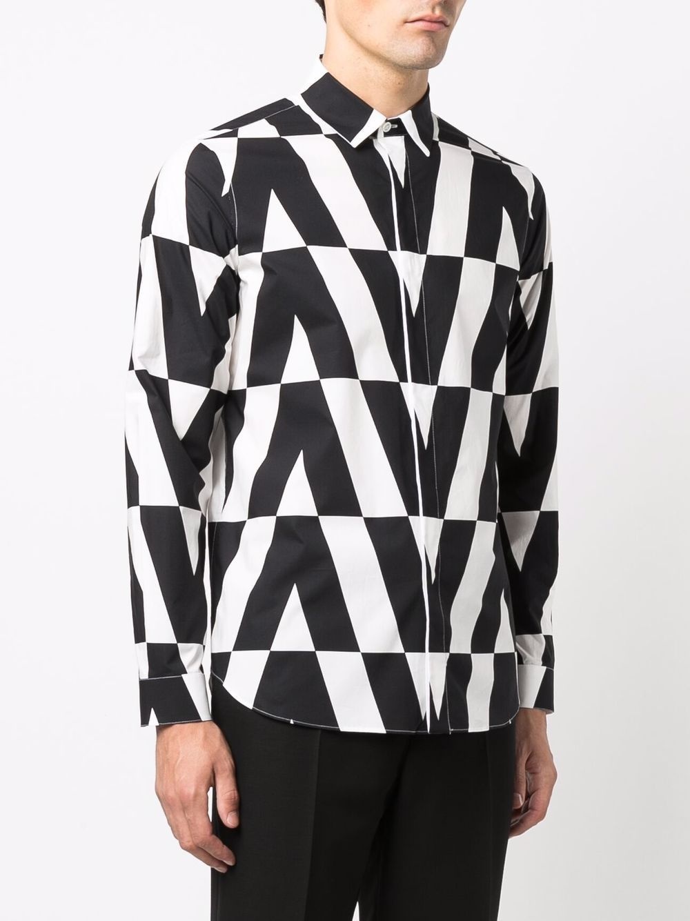 optical logo-print long-sleeve shirt - 3