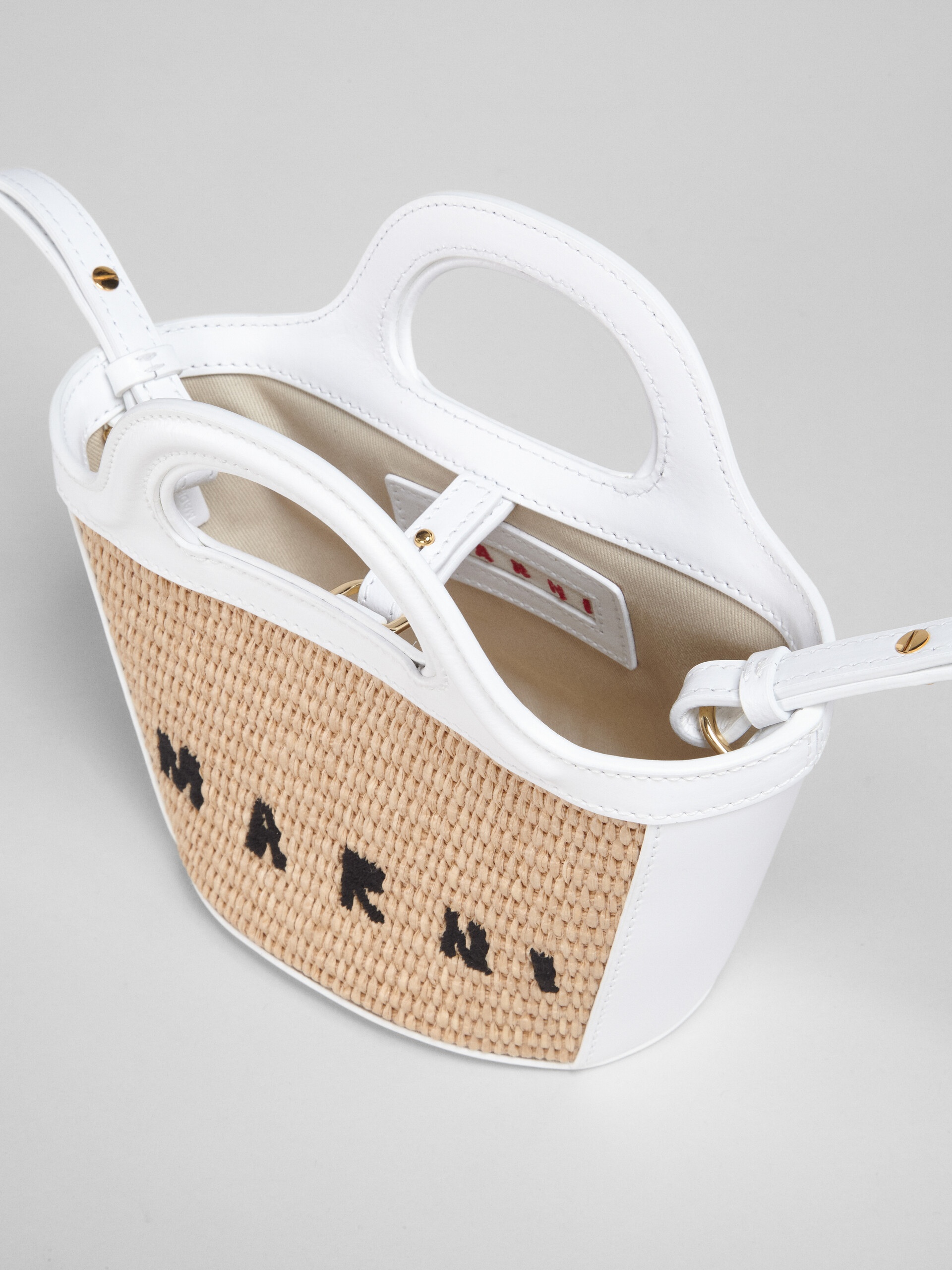 TROPICALIA MICRO BAG IN WHITE LEATHER AND RAFFIA - 4