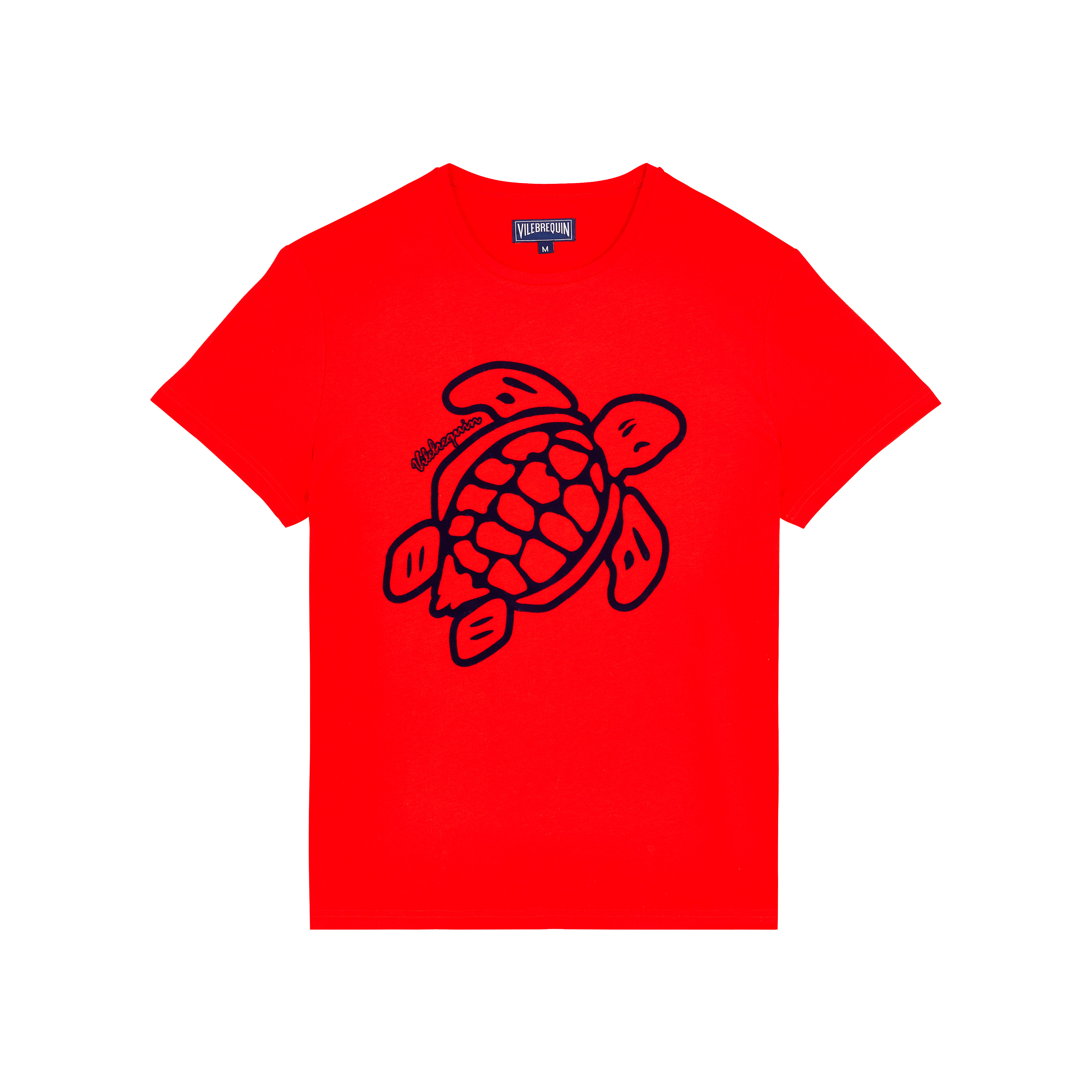 Men Organic Cotton T-Shirt Placed Embroidered Turtle - 1