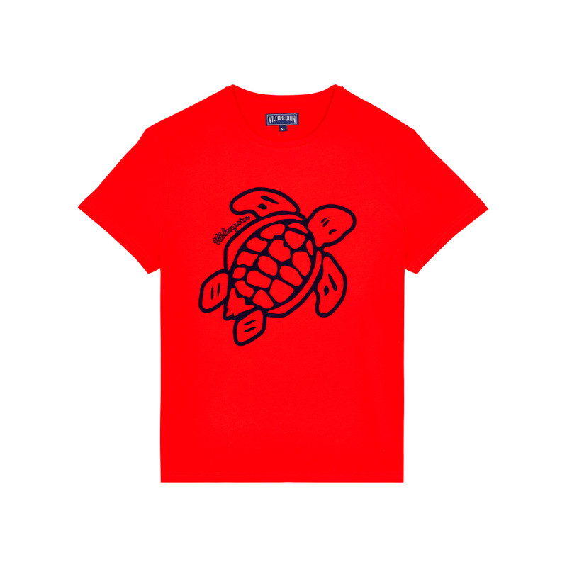 Men Organic Cotton T-Shirt Placed Embroidered Turtle 1