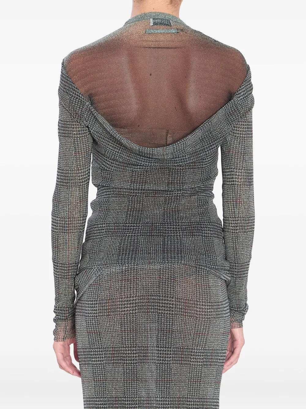 JEAN PAUL GAULTIER - Women Mesh Double Layer "Body Shadow" /"Prince Of Wales" Top - 4