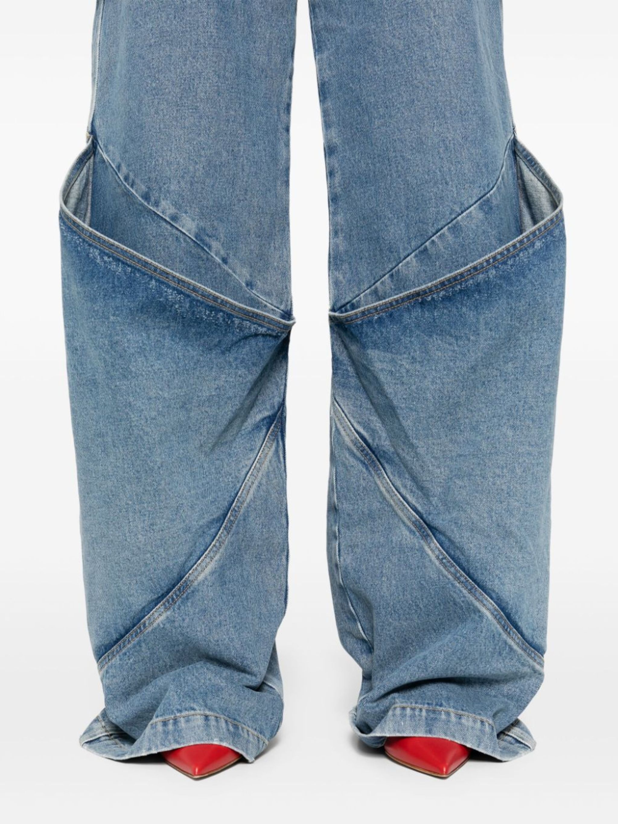 knee-detail wide-leg jeans - 5