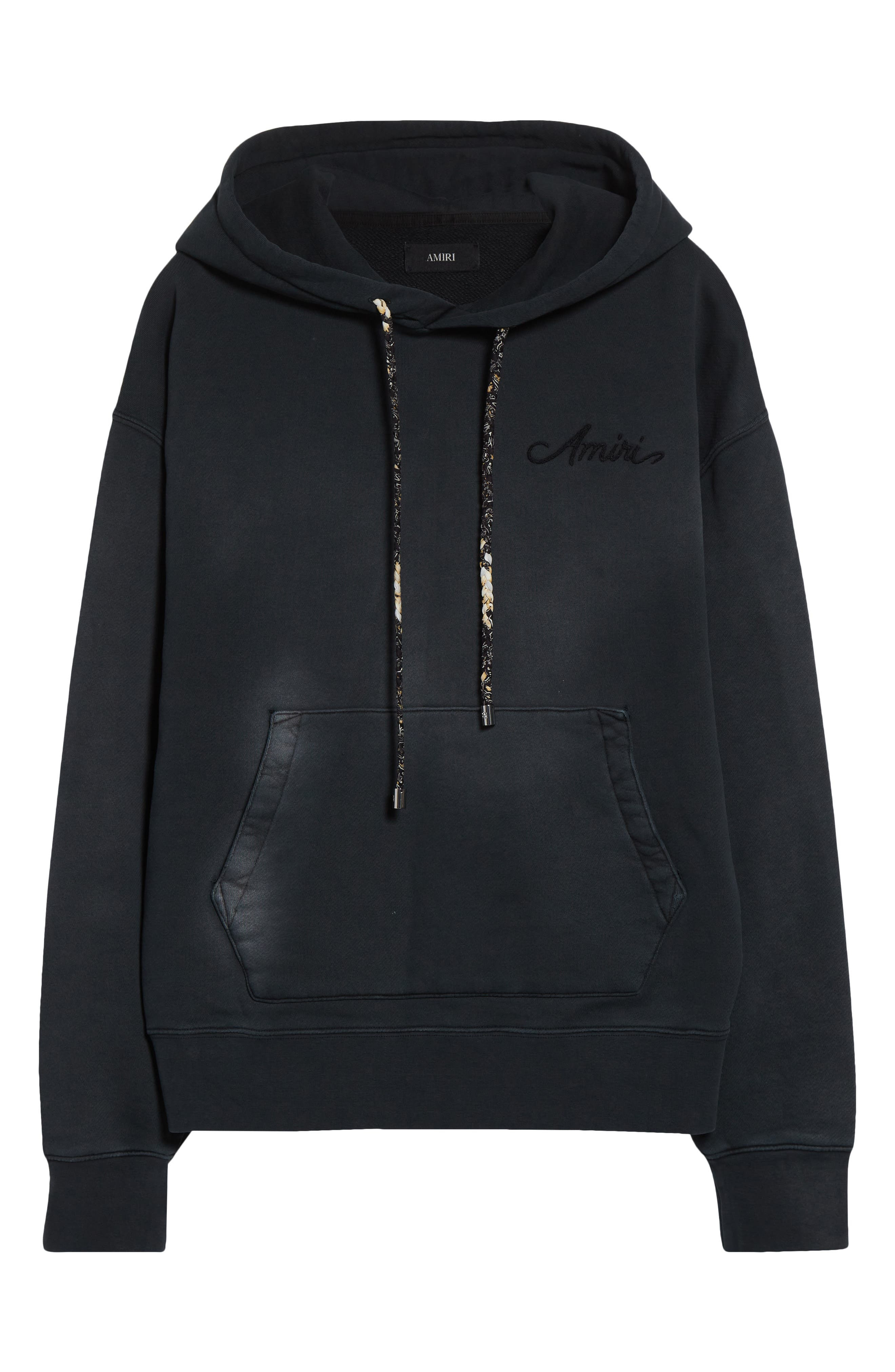 AMIRI Oversize Bleach Bandana Hoodie in Black at Nordstrom - 6