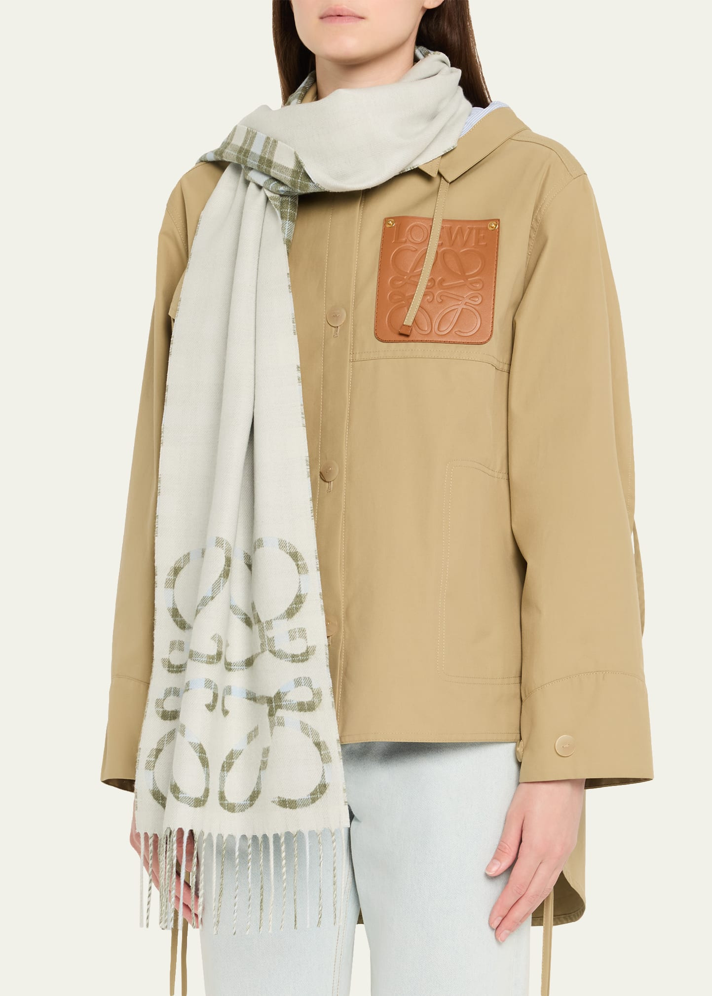 Check Anagram Silk-Cashmere Scarf - 3