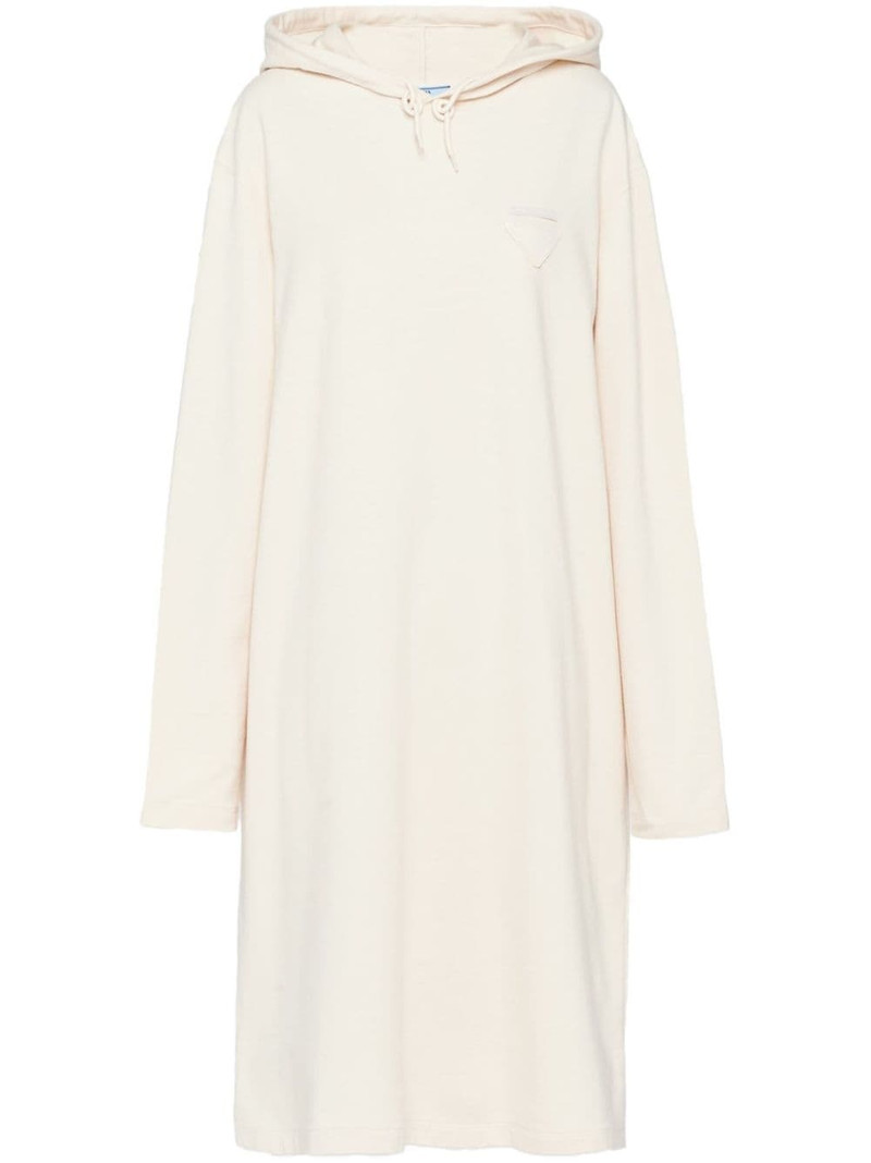 triangle-logo fleece hoodie dress - 1