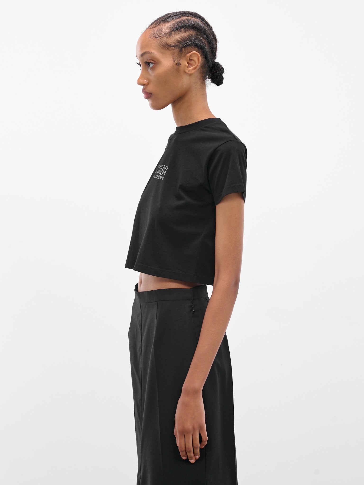 Black Cropped Numeric Logo Tee - 2