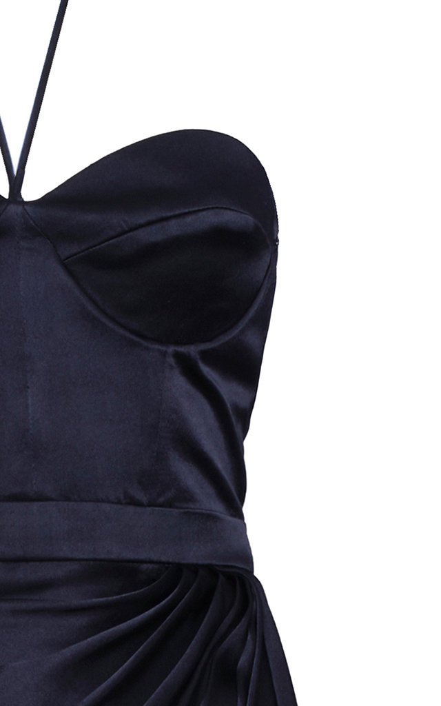 Laguna Salada Wrap-Effect Silk-Charmeuse Midi Dress navy - 4