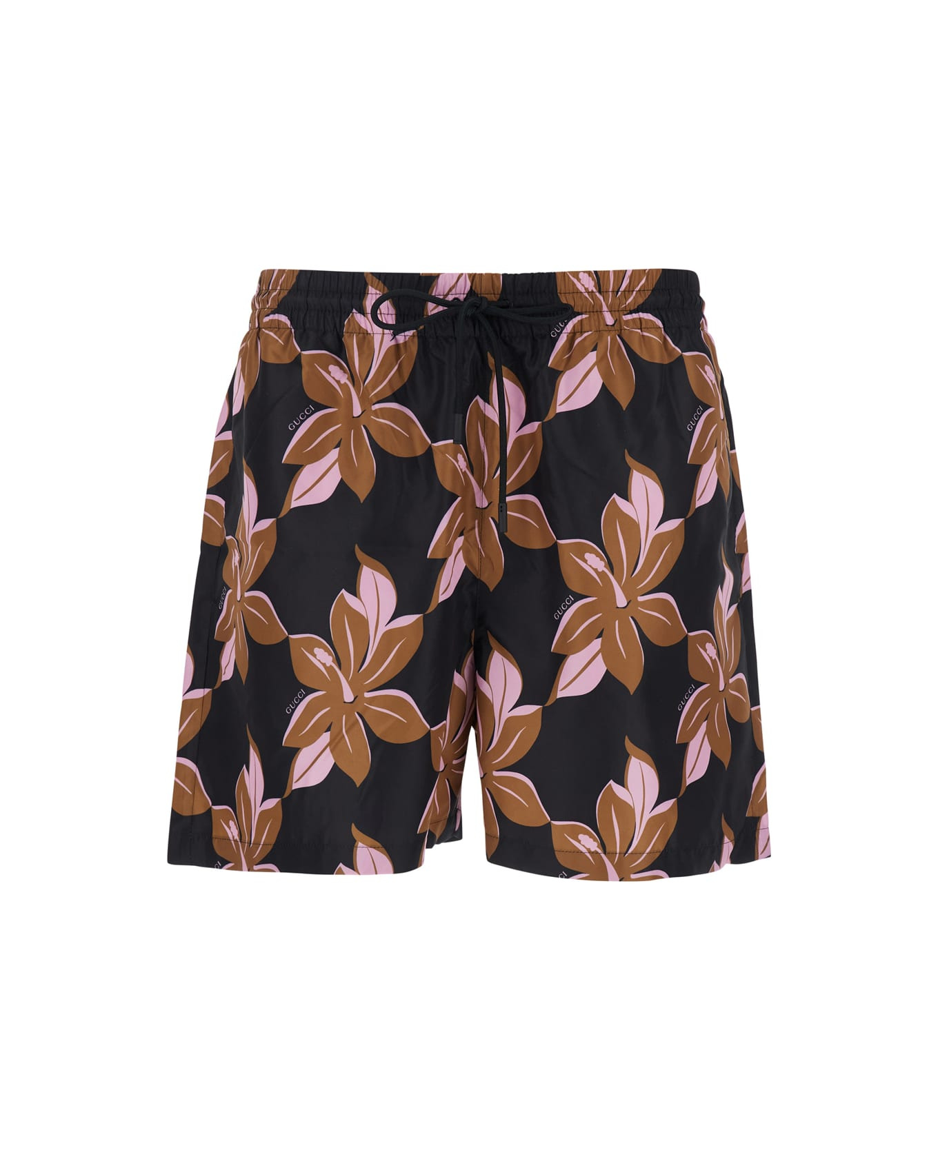 Multicolor Swimsuit With Drawstring And All-over Floral Print In Tech Fabric Man - 1