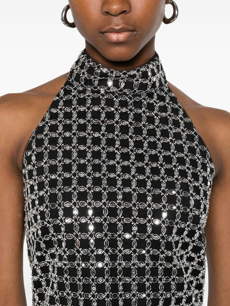 halterneck metallic-embellished dress 5