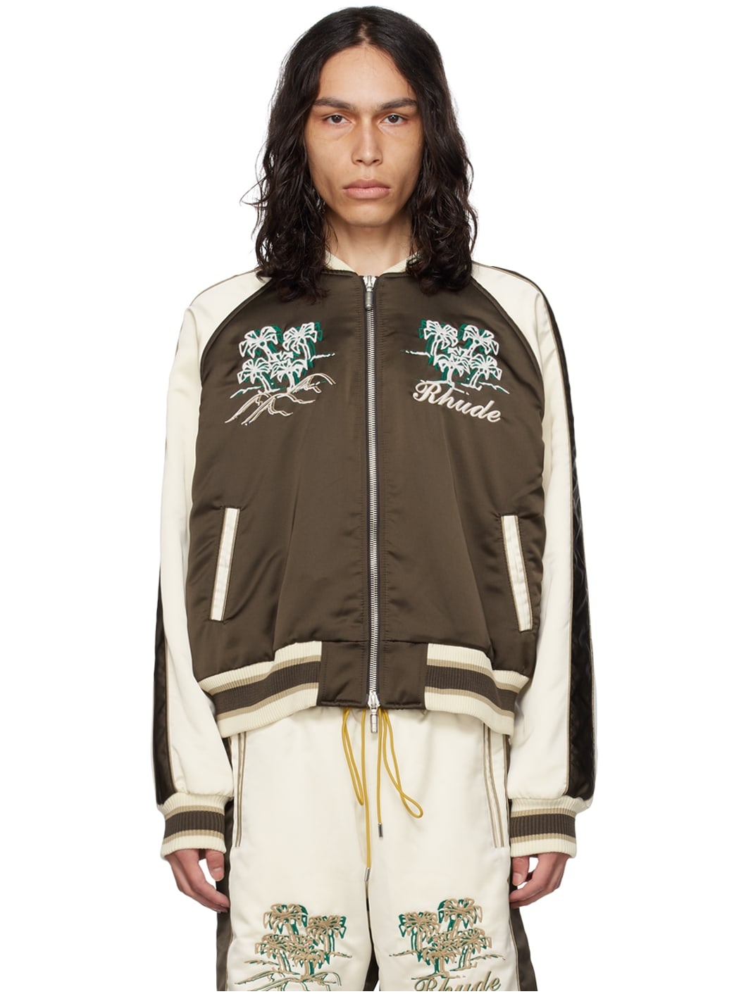 Brown Souvenir Bomber Jacket - 1