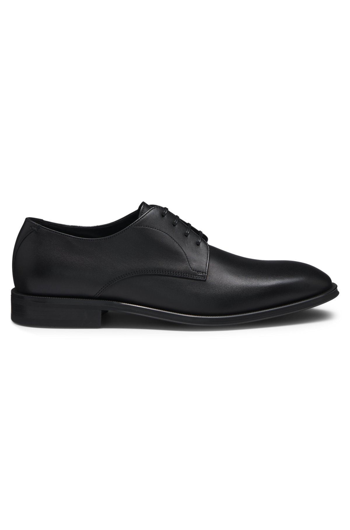 LEATHER DERBY SHOES WITH STITCHING DETAILS - 1