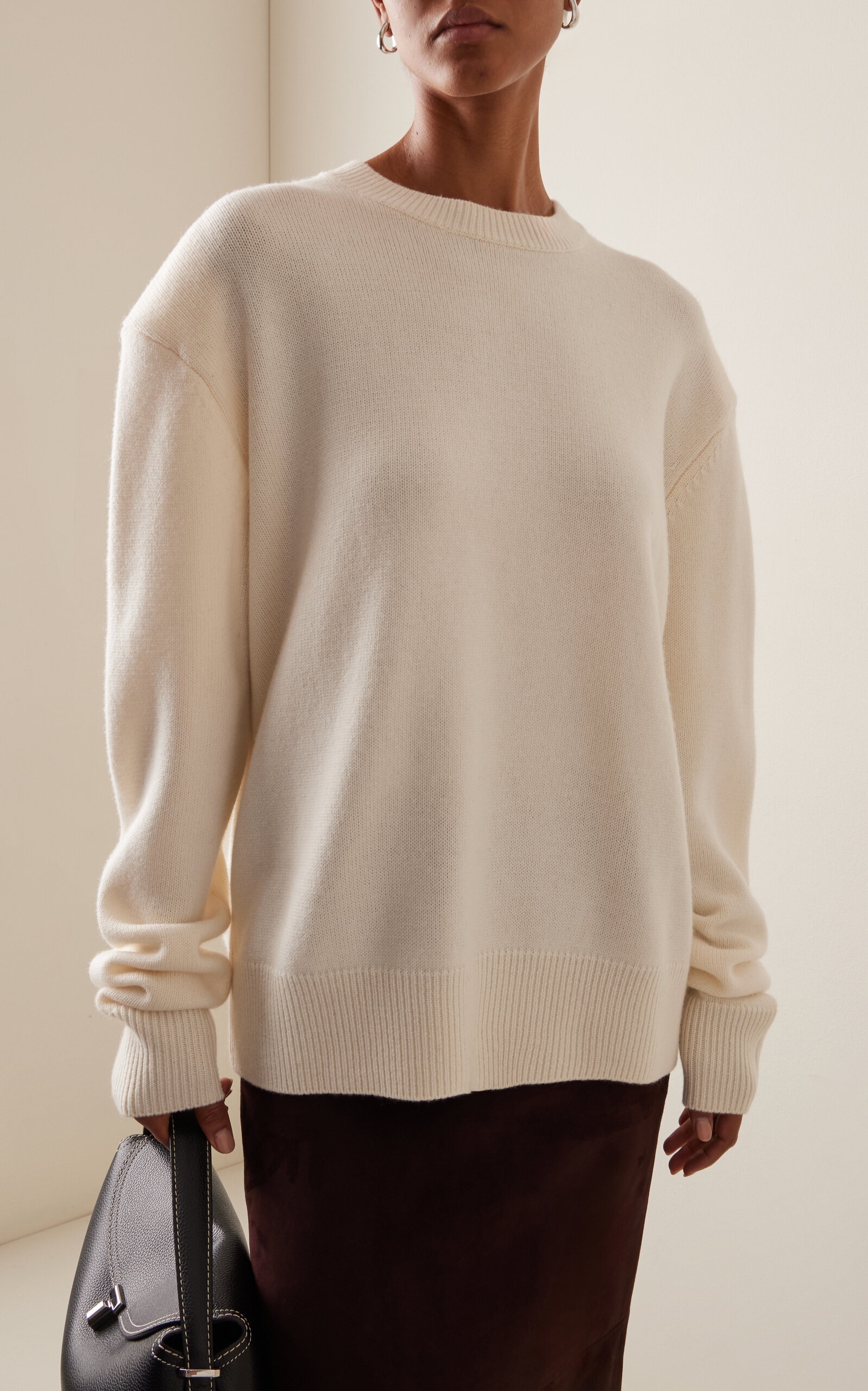 Rafaela Padded Merino Wool-Cashmere Sweater ivory - 3