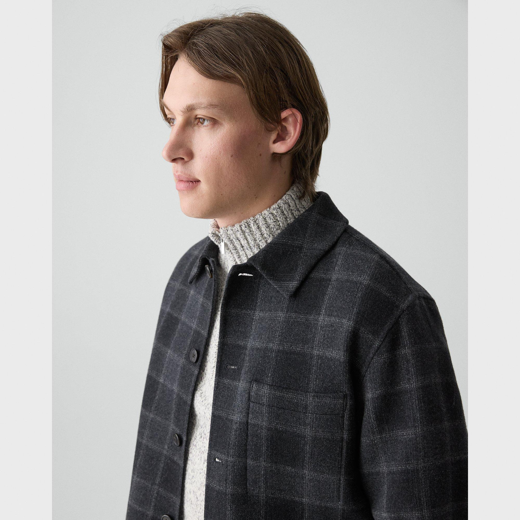 Overshirt in Checked Double-Face Wool-Cashmere - 5