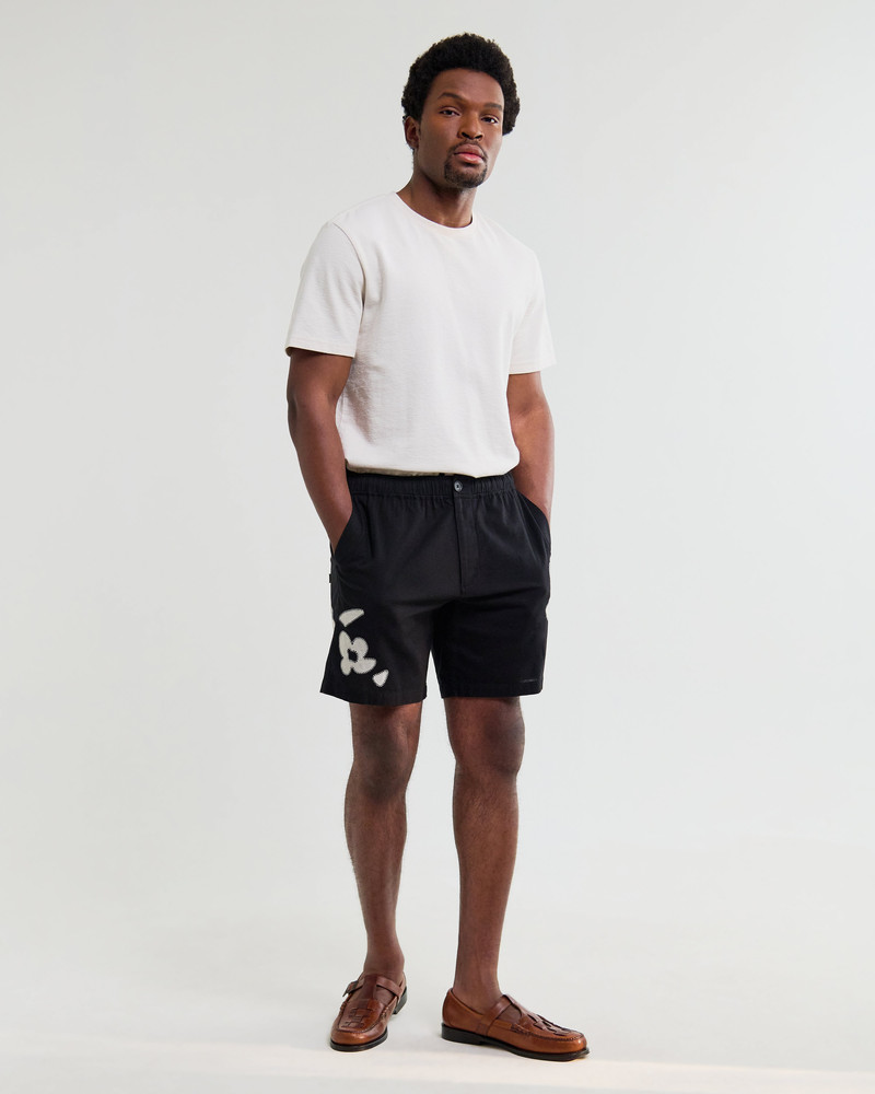 Wax London Kurt - Black And Beige Abstract Applique Shorts outlook