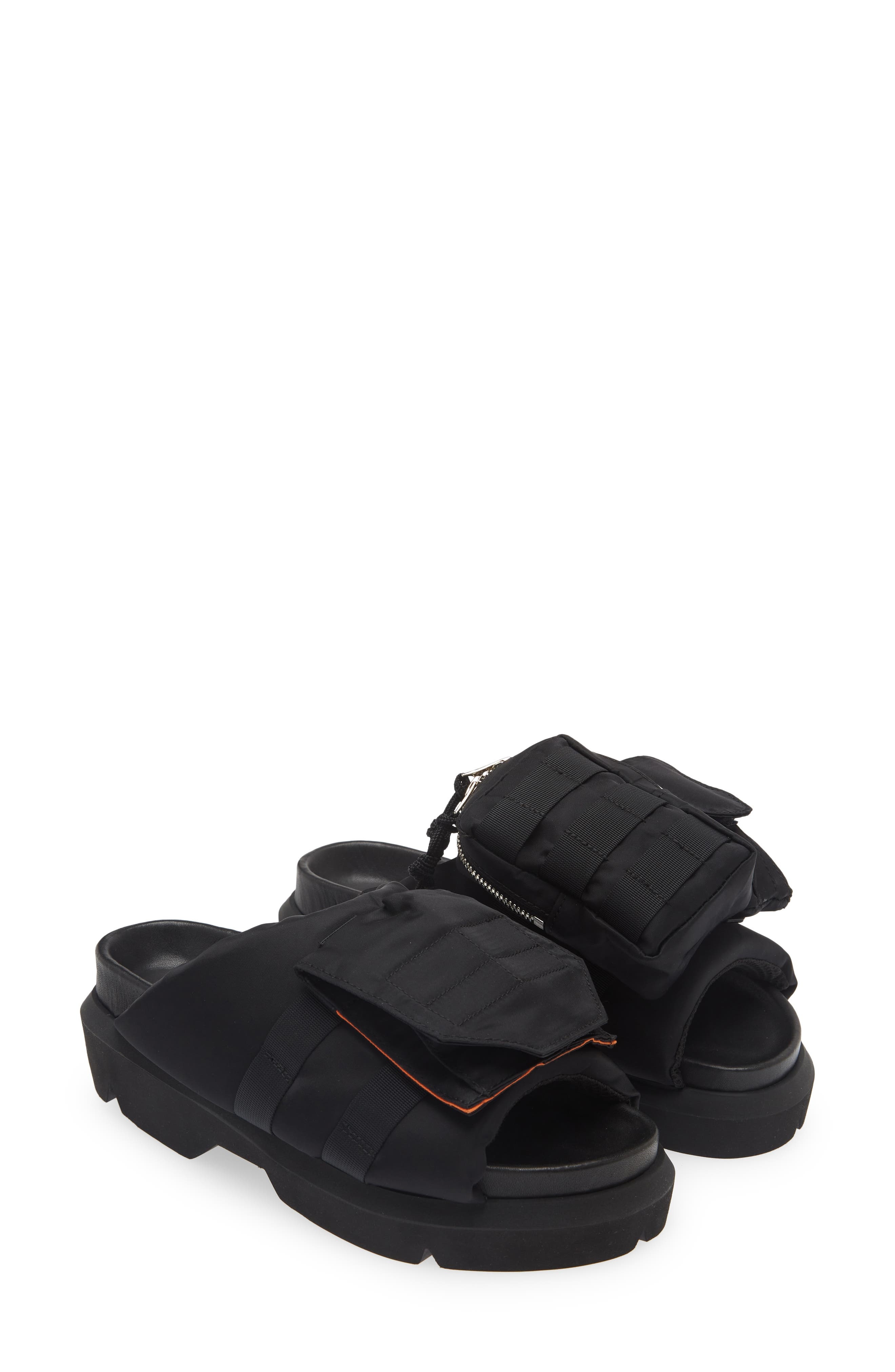 Pocket Mismatched Slide Sandals - 1