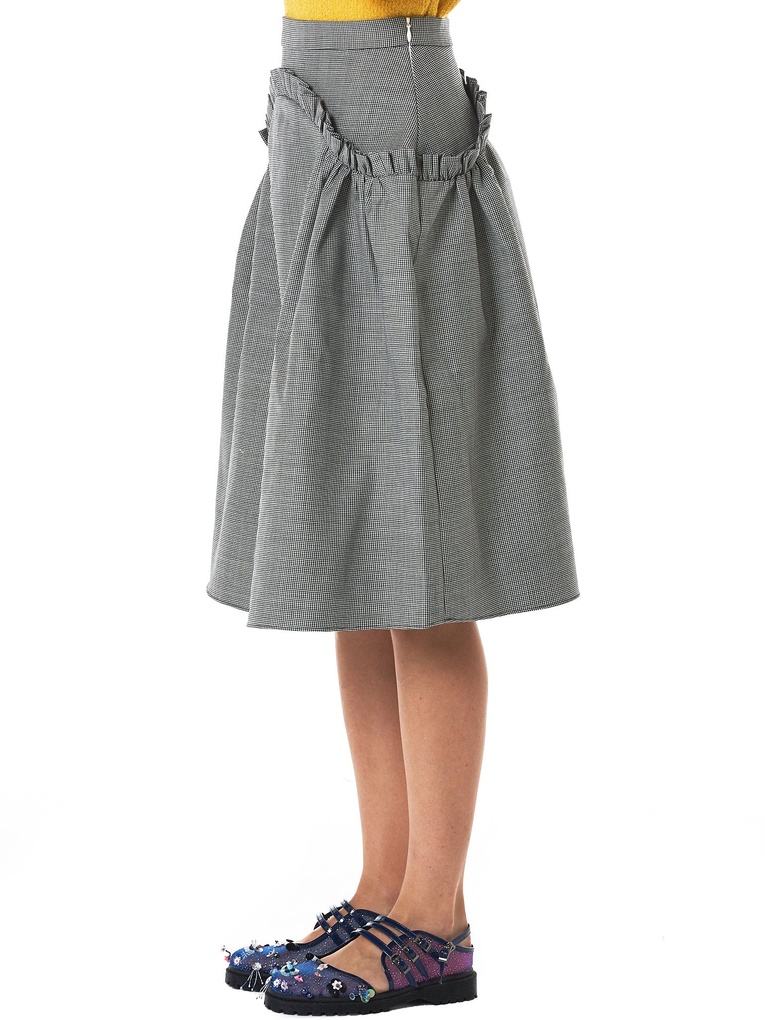 Ruche Houndstooth Skirt - 2