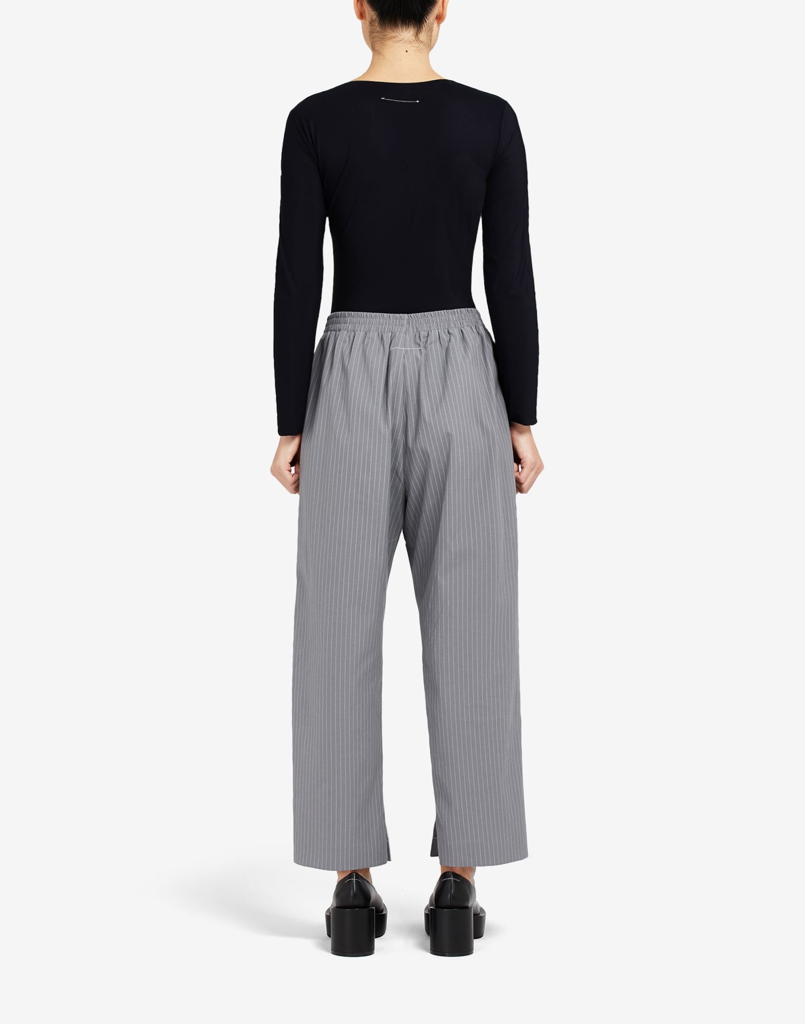 Pinstripe canvas cropped trousers - 4