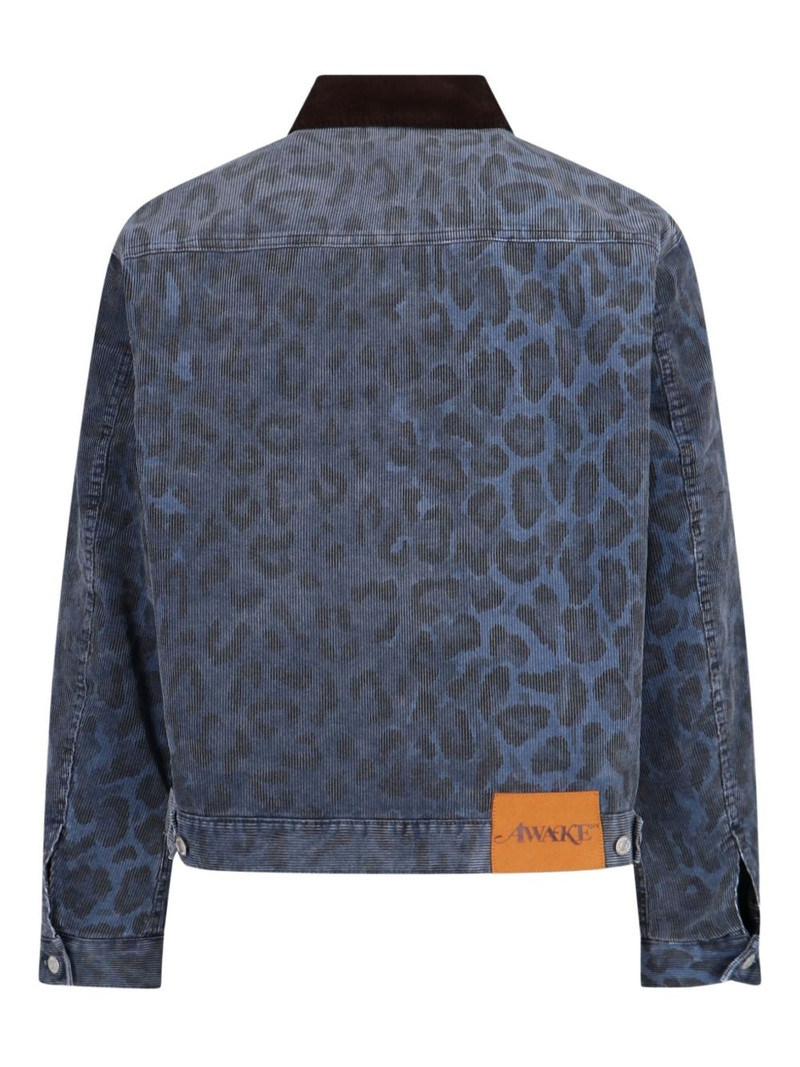 AWAKE NY NY leopard-print denim jacket outlook