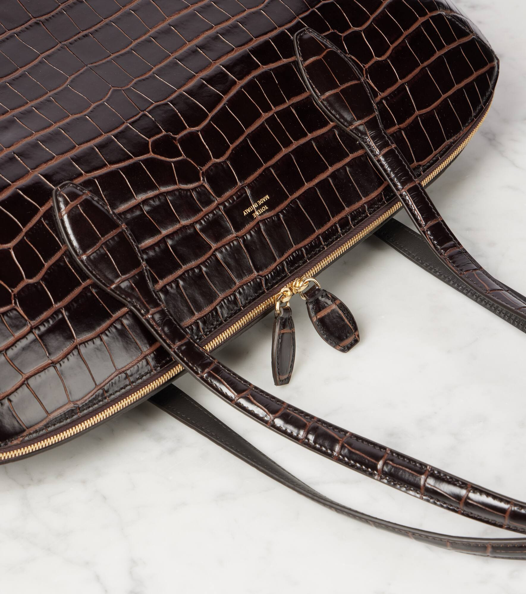 Croc-effect leather tote bag - 6