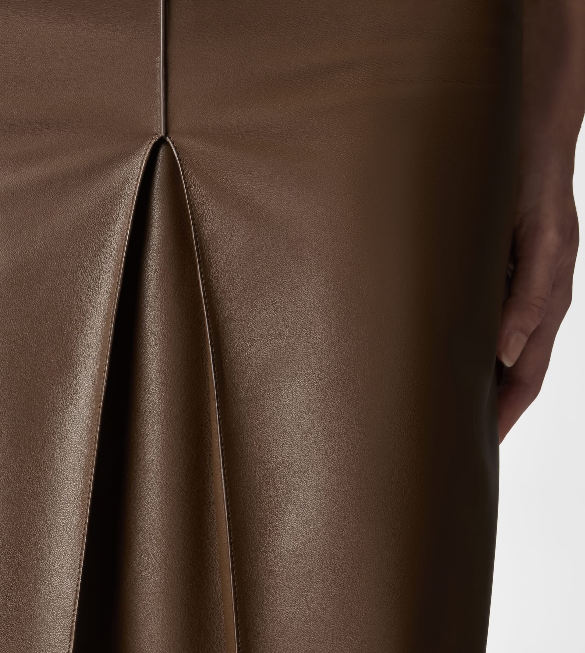 SKIRT IN LEATHER - BROWN - 3