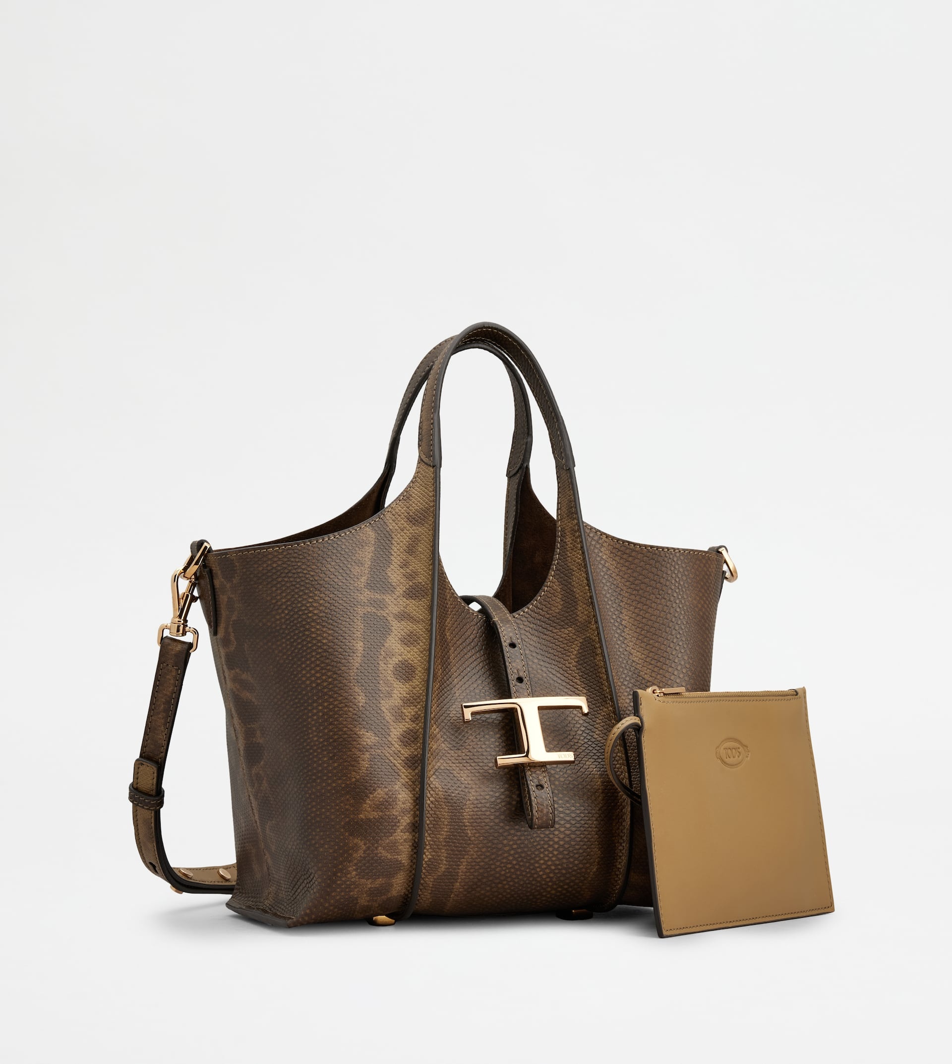 T TIMELESS SHOPPING BAG IN REPTILE MINI - BROWN - 2