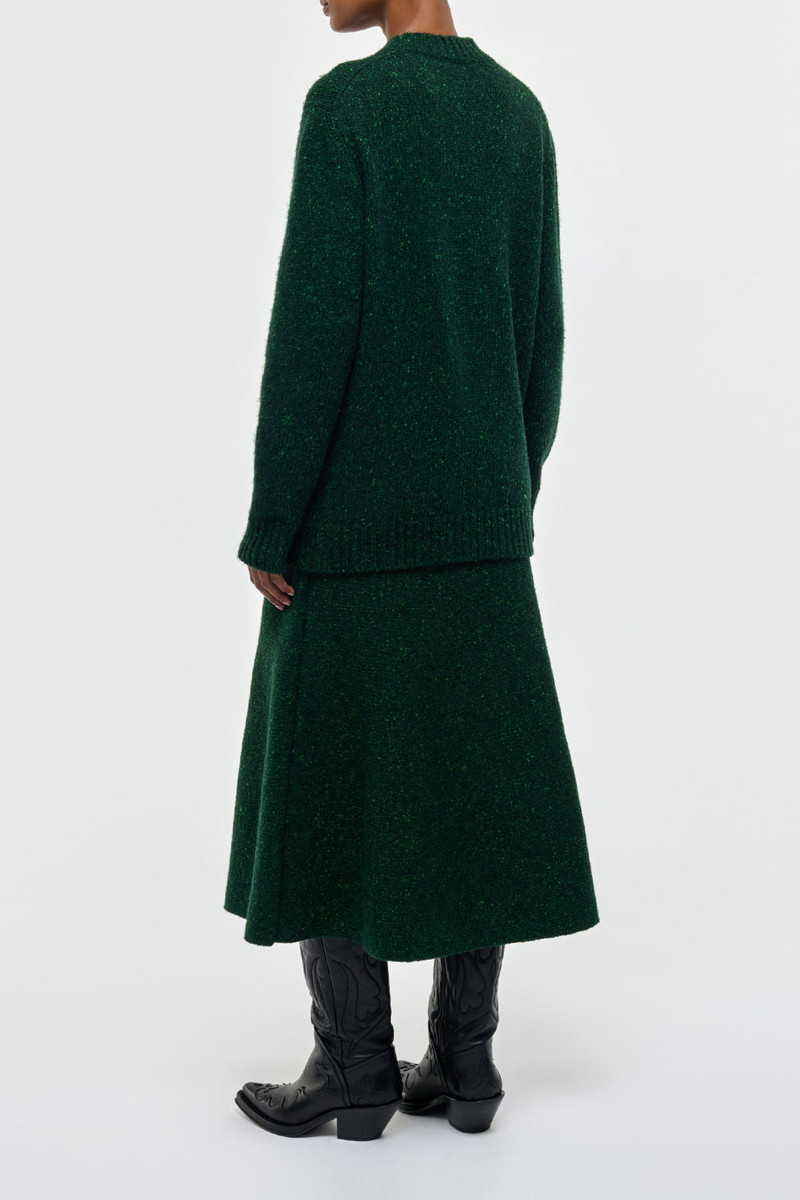 Eden Knit Midi Skirt in English Green Speckled Aran Cashmere 5