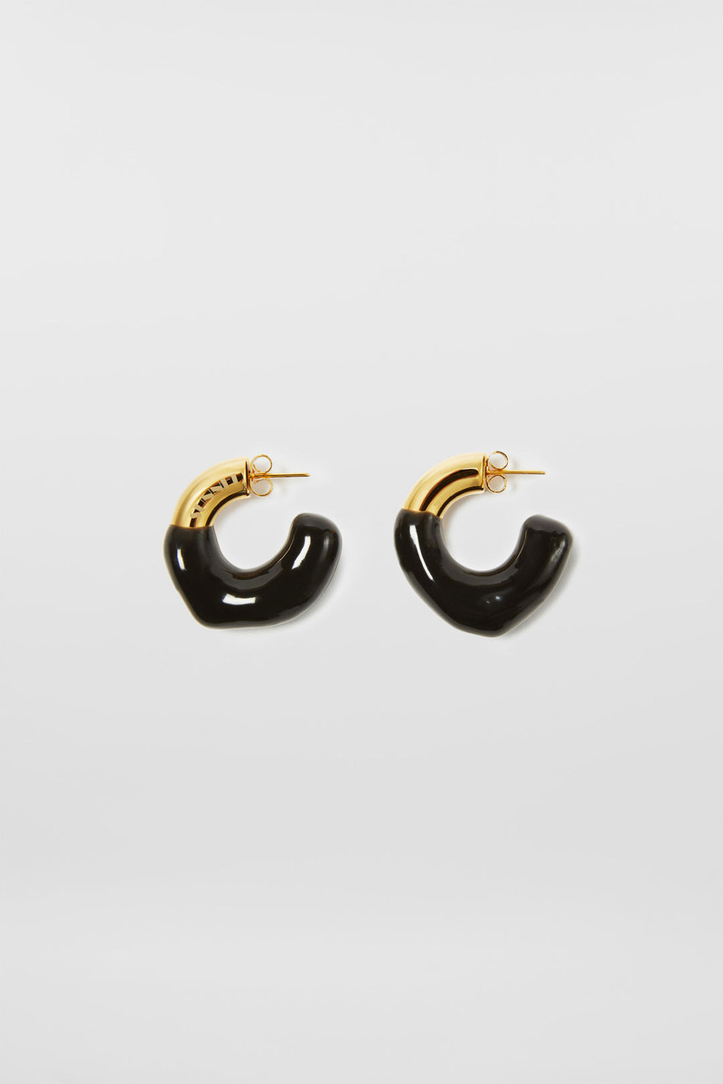 SMALL RUBBERIZED EARRINGS GOLD / black 1