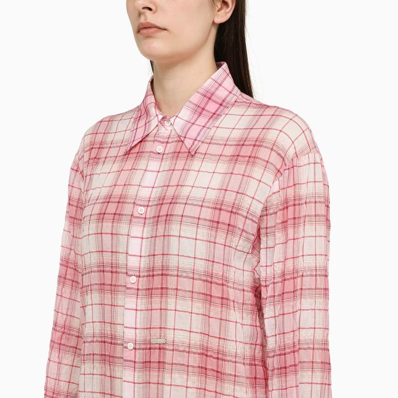 DSQUARED2 WHITE/PINK CHECKED SHIRT - 5