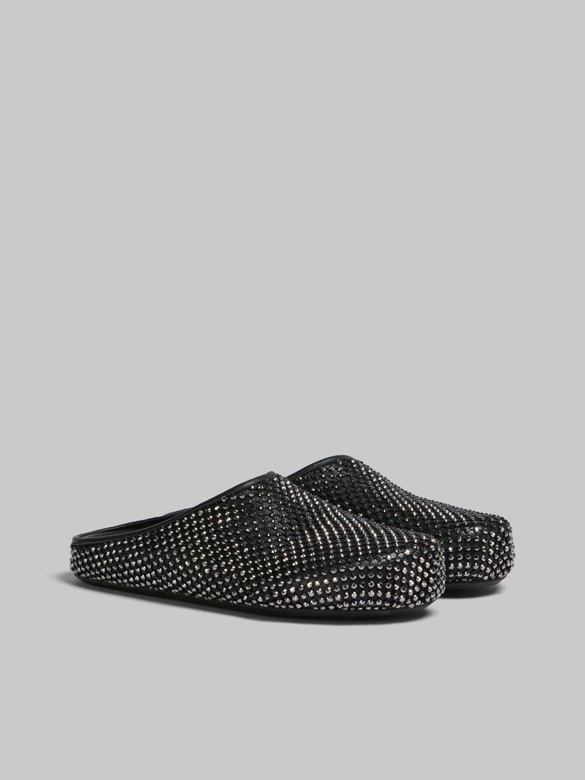 BLACK LEATHER FUSSBETT SABOT WITH RHINESTONES - 2