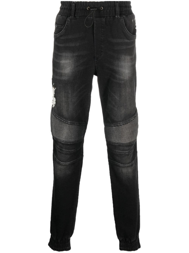 drawstring-waist tapered jeans 1