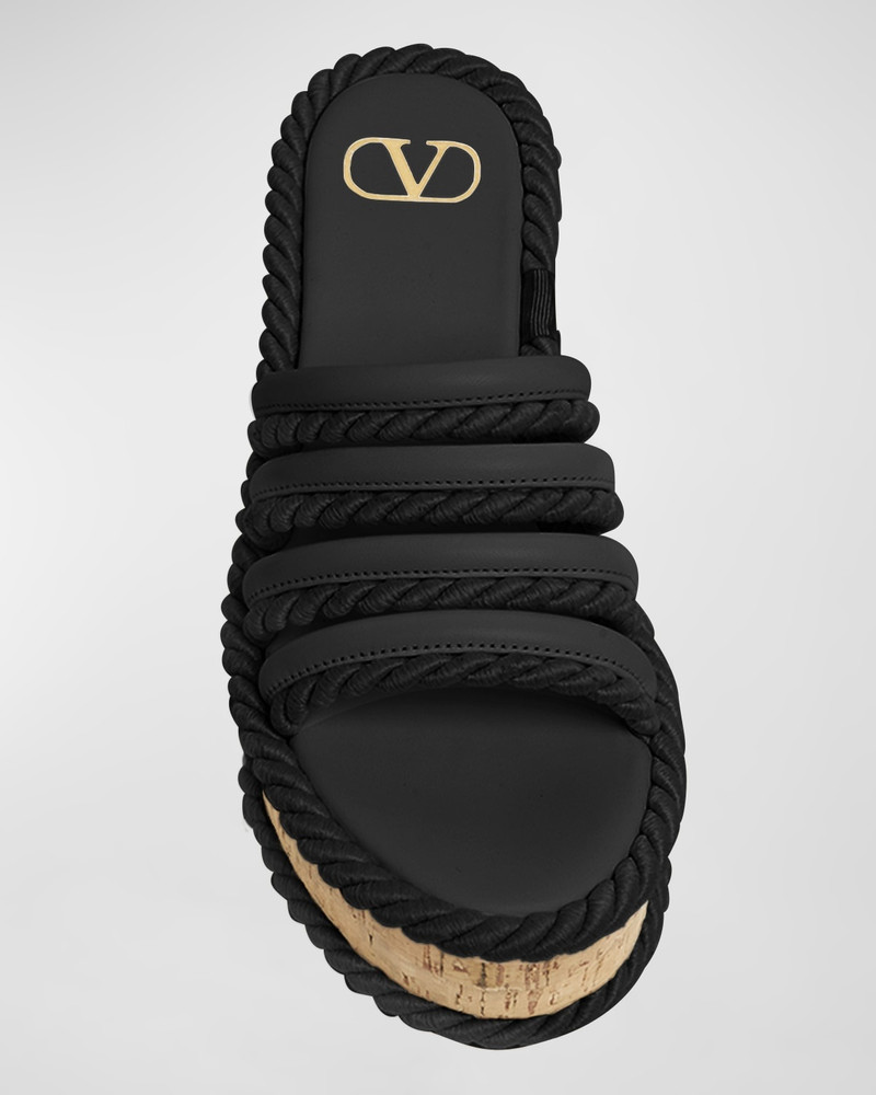VLogo Leather Espadrille Platform Sandals 5