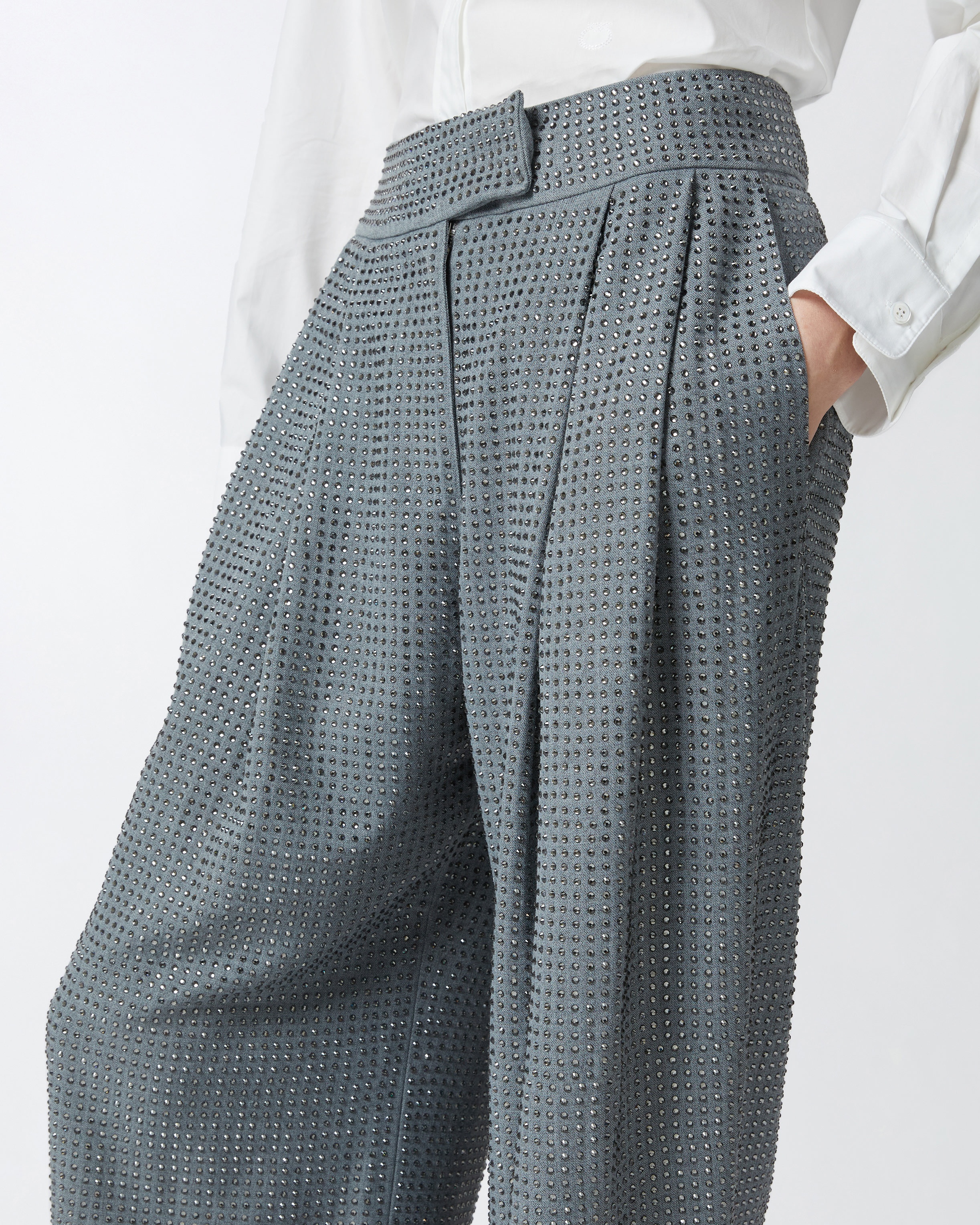 WIDE-LEG TROUSERS WITH RHINESTONES - 5