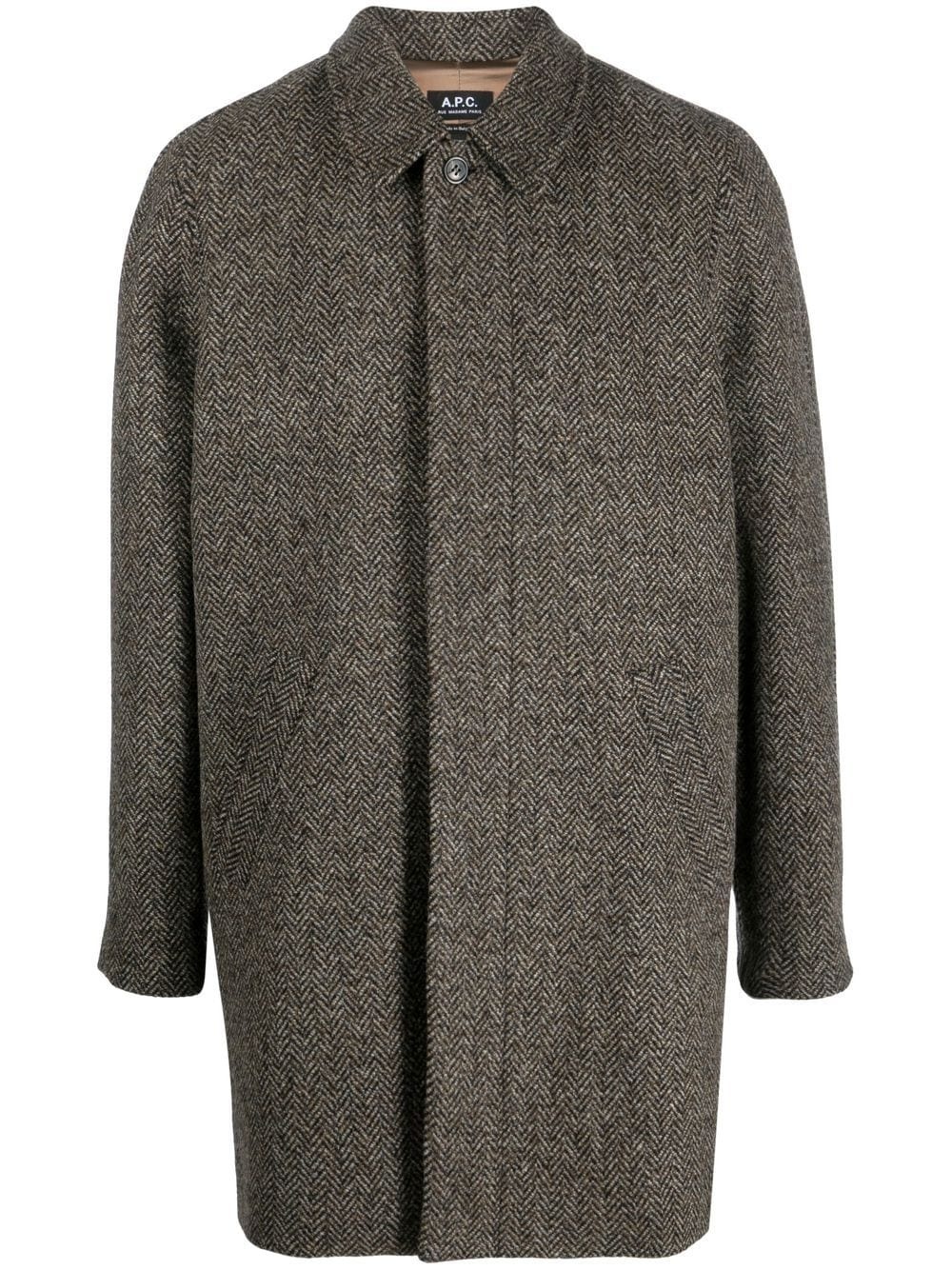 herringbone wool coat - 1