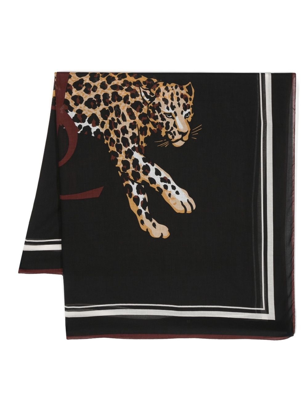 leopard-print frayed scarf - 1
