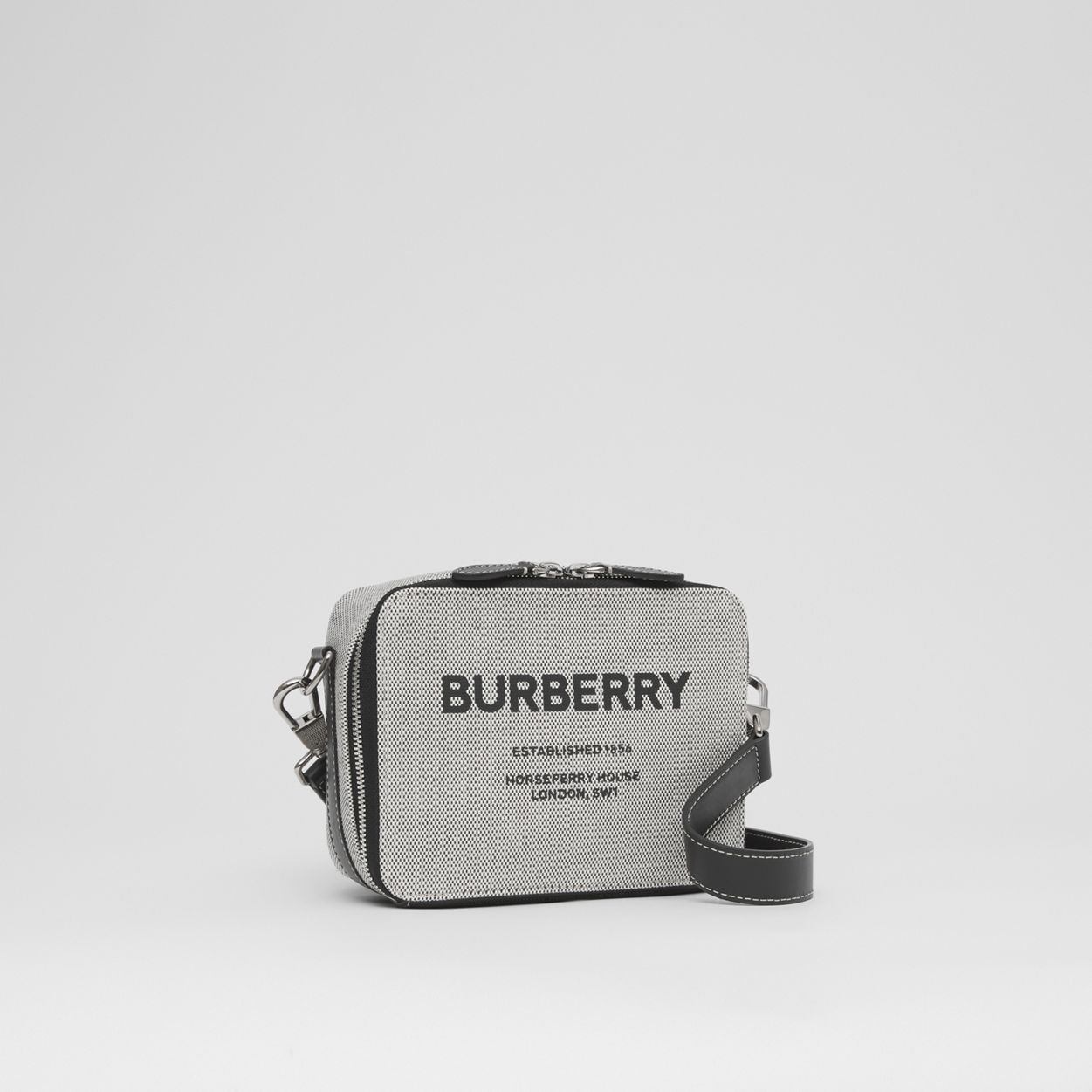 Horseferry Print Canvas and Leather Crossbody Bag - 7