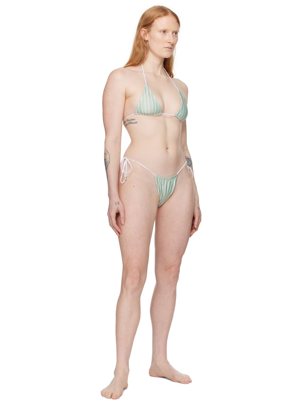 Green & White Woods Reversible Bikini Bottom - 4