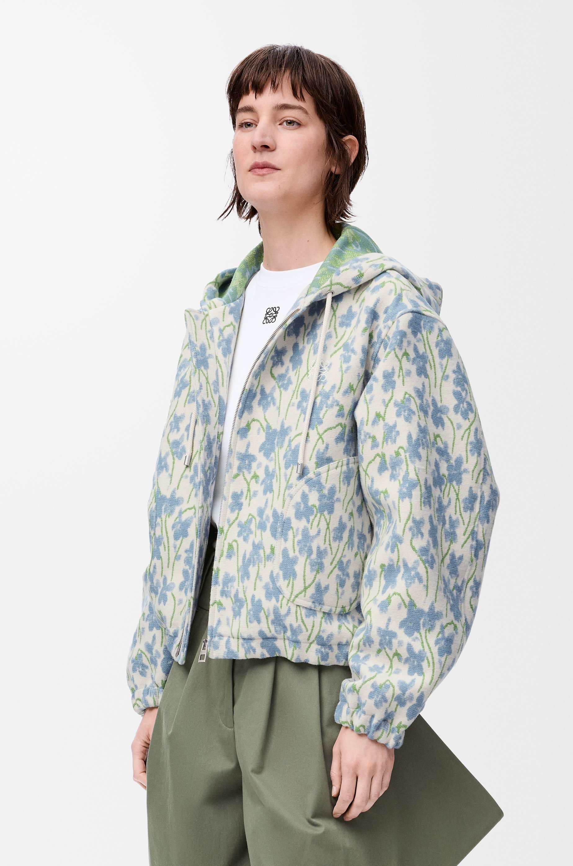 Hooded jacket in wool and cotton - 3