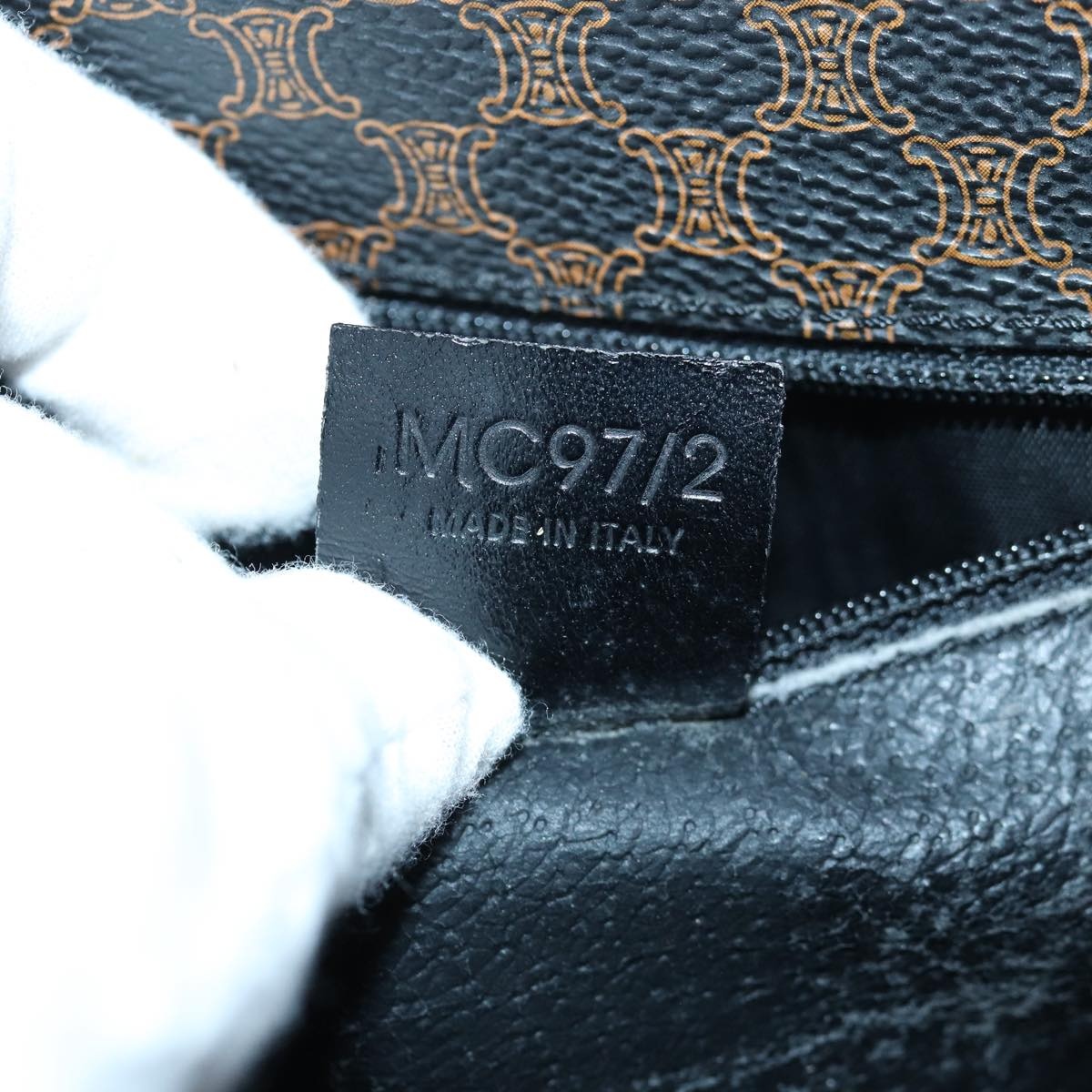 CELINE Macadam Canvas Shoulder Bag Pvc Leather Black - 12