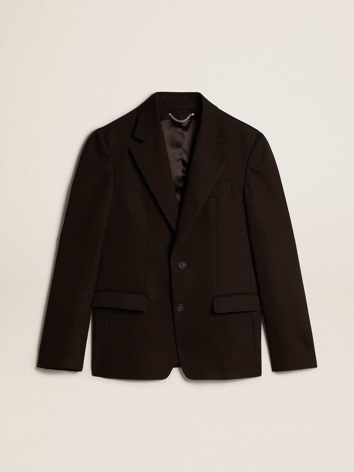 Black wool and viscose blend single-breasted blazer - 1